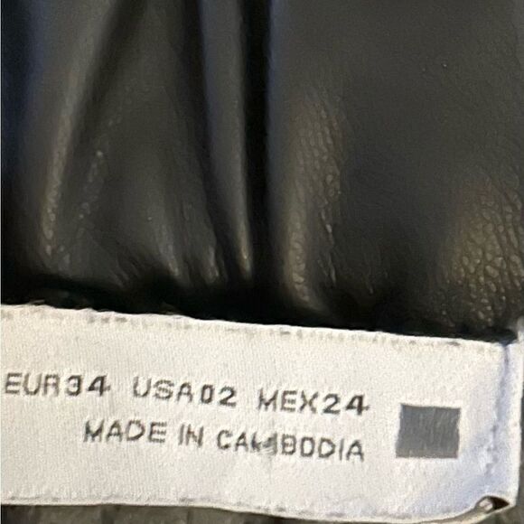 Zara Black Faux Leather High Waisted Paper-bag Waist Pants Size 2 - Picture 9 of 16